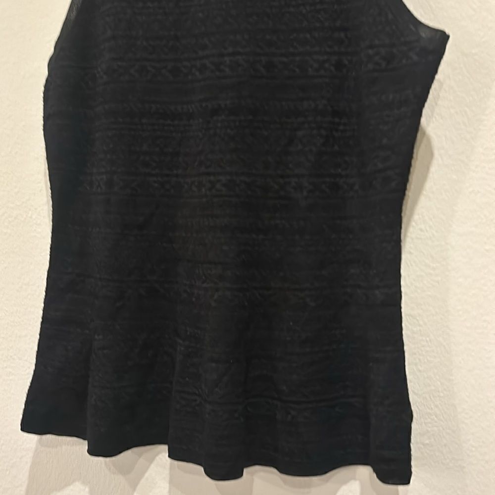 Theory Black Textured Fit Flare Classy Casual Career Date Tank Top Large - Picture 4 of 10